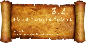 Böröczky Lóránt névjegykártya