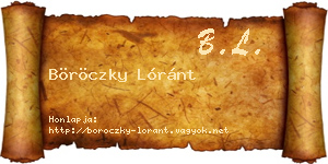 Böröczky Lóránt névjegykártya